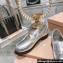 Miu Miu Leather Loafers Silver With Logo Coin 2023