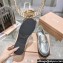 Miu Miu Leather Loafers Silver With Logo Coin 2023