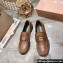 Miu Miu Vintage-effect Leather Loafers Brown With Logo Coin 2023