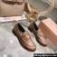 Miu Miu Vintage-effect Leather Loafers Brown With Logo Coin 2023