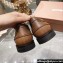 Miu Miu Vintage-effect Leather Loafers Brown With Logo Coin 2023