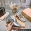 Miu Miu Heel 7.5cm Leather Penny Loafers Silver With Logo Coin 2023