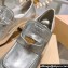 Miu Miu Heel 7.5cm Leather Penny Loafers Silver With Logo Coin 2023