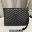 Saint Laurent cassandre matelassé a5 pouch in quilted leather 379039 Black/Gold