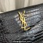 Saint Laurent uptown pouch in crocodile-embossed shiny leather 565739 Black