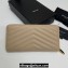 Saint Laurent Cassandre Matelassé Zip Around Wallet In Grain De Poudre Embossed Leather 358094 Beige/Gold
