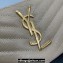 Saint Laurent Cassandre Matelassé Zip Around Wallet In Grain De Poudre Embossed Leather 358094 Beige/Gold