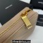 Saint Laurent Cassandre Matelassé Zip Around Wallet In Grain De Poudre Embossed Leather 358094 Beige/Gold