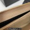 Saint Laurent Cassandre Matelassé Zip Around Wallet In Grain De Poudre Embossed Leather 358094 Beige/Gold
