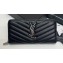 Saint Laurent Cassandre Matelassé Zip Around Wallet In Grain De Poudre Embossed Leather 358094 Black/Silver