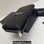 Saint Laurent Cassandre Matelassé Zip Around Wallet In Grain De Poudre Embossed Leather 358094 Black/Silver