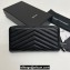 Saint Laurent Cassandre Matelassé Zip Around Wallet In Grain De Poudre Embossed Leather 358094 Black