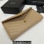 Saint Laurent Cassandre Matelassé Large Flap Wallet In Grain De Poudre Embossed Leather 372264 Beige/Gold