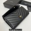 Saint Laurent Cassandre Matelassé Large Flap Wallet In Grain De Poudre Embossed Leather 372264 Black/Gold