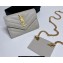 Saint Laurent Cassandre Matelassé Small Envelope Wallet with Chain In Grain De Poudre Embossed Leather 414404 Gray