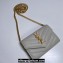 Saint Laurent Cassandre Matelassé Small Envelope Wallet with Chain In Grain De Poudre Embossed Leather 414404 Gray
