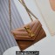 Saint Laurent Cassandre Matelassé Small Envelope Wallet with Chain In Grain De Poudre Embossed Leather 414404 Brown