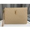 Saint Laurent cassandre matelassé tablet pouch in quilted leather 559193 Beige