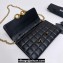 Saint Laurent le maillon chain wallet in shiny quilted lambskin 738109 Black