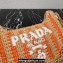 Prada Re-Edition 2005 crochet raffia shoulder bag 1BH204 Beige/Orange 2023