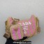 Prada Re-Edition 2005 crochet raffia shoulder bag 1BH204 Beige/Pink 2023