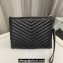 Saint Laurent cassandre matelassé a5 pouch in quilted leather 379039 Black/Silver