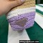 Prada Raffia-effect yarn Small crochet tote bag 1BG422 Beige/White/Purple