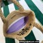Prada Raffia-effect yarn Small crochet tote bag 1BG422 Beige/White/Purple
