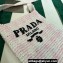 Prada Raffia-effect yarn crochet tote bag 1BC184 White/Pink