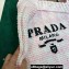 Prada Raffia-effect yarn crochet tote bag 1BC182 White/Pink