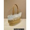 Prada Raffia and leather tote bag 1BG442 Tan/white