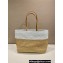 Prada Raffia and leather tote bag 1BG442 Tan/white