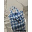 Prada Raffia-effect yarn Small crochet tote bag 1BG422 White/Blue
