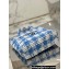 Prada Raffia-effect yarn Small crochet tote bag 1BG422 White/Blue