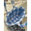 Prada Raffia-effect yarn Small crochet tote bag 1BG422 White/Blue