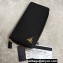 Prada Saffiano Leather Zip Wallet 2M1317 Metal lettering logo Black/Gold