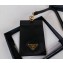 Prada Saffiano Leather Badge Holder 1MC007 Enameled metal triangle logo Black/Gold
