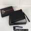 Prada Saffiano Leather Pouch Clutch Bag 2NE009 Enameled metal triangle logo Black/Silver