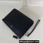 Prada Leather Pouch Clutch Bag 2NE009 metal lettering logo Black/Silver