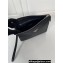 Prada Leather Pouch Clutch Bag 2NE009 Enameled metal triangle logo Black/Silver