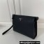Prada Leather Pouch Clutch Bag 2NE009 Enameled metal triangle logo Black/Silver