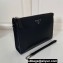 Prada Leather Pouch Clutch Bag 2NE009 Enameled metal triangle logo Black/Silver