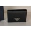 Prada Small Saffiano Leather Wallet 1MV021 Enameled metal triangle logo Black/Silver