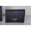 Prada Small Saffiano Leather Wallet 1MV021 Enameled metal triangle logo Black/Gold