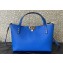 Valentino Small Rockstud Grainy Calfskin Tote Bag with Contrasting Lining 0044 Blue 2023