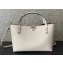 Valentino Small Rockstud Grainy Calfskin Tote Bag with Contrasting Lining 0044 White 2023