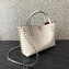 Valentino Small Rockstud Grainy Calfskin Tote Bag with Contrasting Lining 0044 White 2023