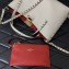 Valentino Small Rockstud Grainy Calfskin Tote Bag with Contrasting Lining 0044 White 2023