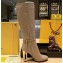 Fendi Heel 10cm Delfina leather high-heeled boots Camel with Straps 2023