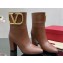 Valentino High Heel Ankle Boots In Calfskin Leather Brown with VLogo Signature detail 2023